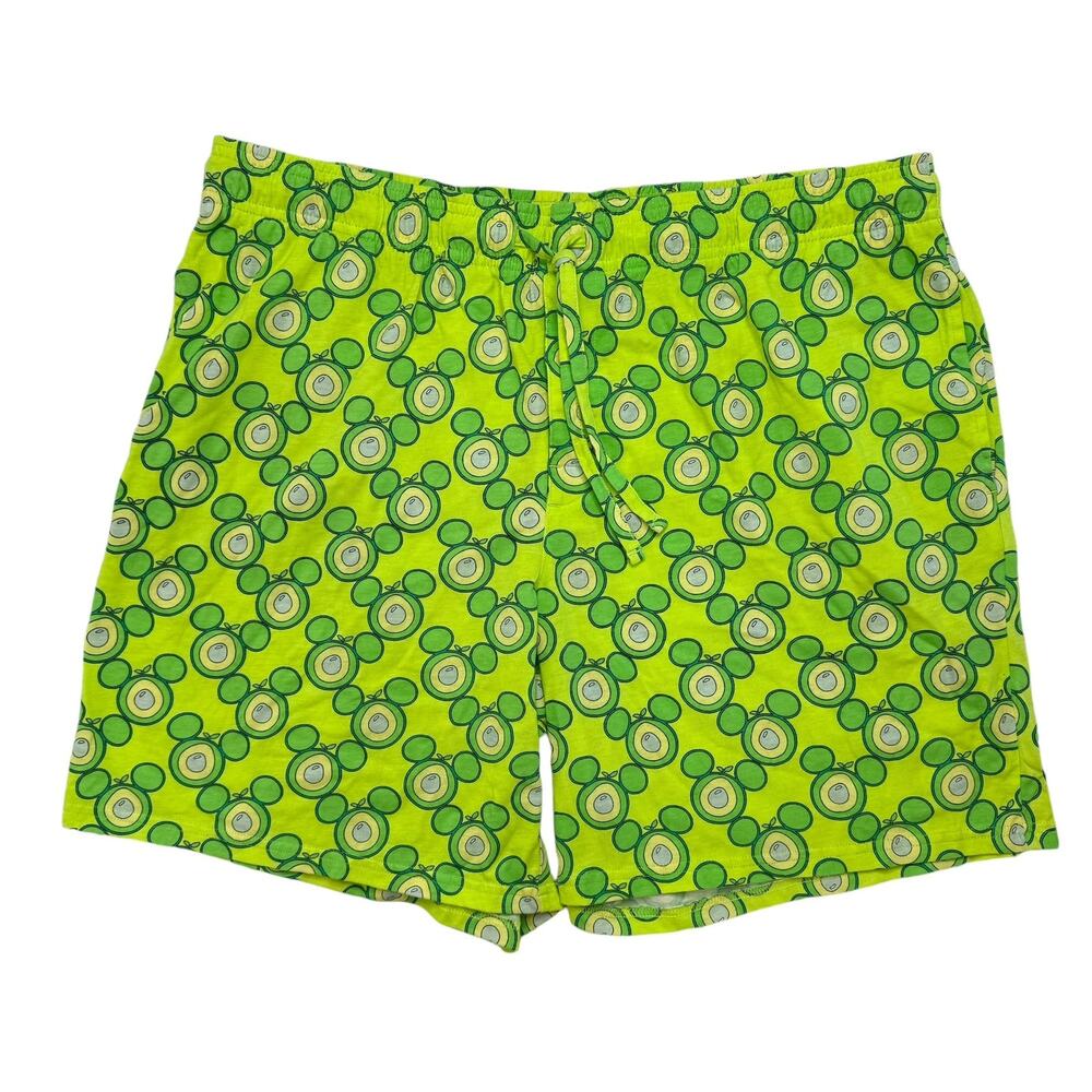 DISNEY Mickey Mouse Avocado Green Lounge Shorts Size XXL Mens Pockets Drawstring